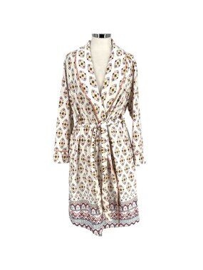 World Market Boho Patterned Kimono Cozy Robe White Multicolor One Size